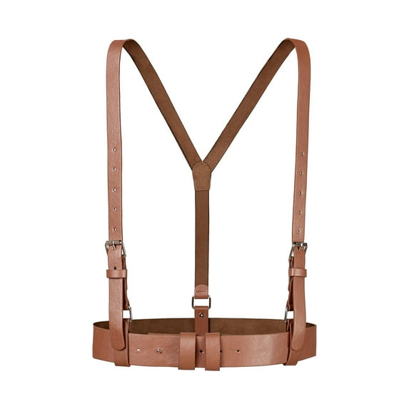 INSPIRE CHIC Unisex Vintage PU Leather Y Back Suspenders Adjustable Holes Belts for Women Men 27.17-33.07" Brown