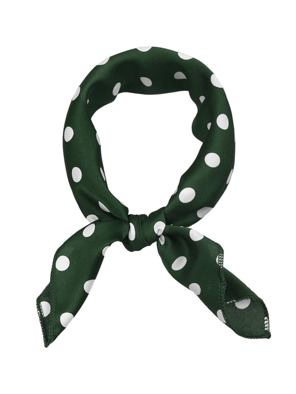 Women's Vintage Polka Dot Square Scarf Retro Print Head Scarf & Neck Neckerchief Dark Green 19.69*19.69 inch