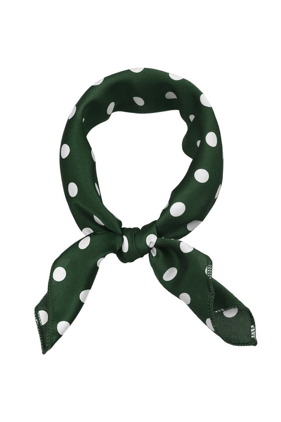 Women's 50cm Square Scarf Vintage Retro Polka Dots Head Neck Scarves Neckerchief Green 19.69*19.69 inch