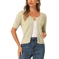 thumbnail image 1 of INSPIRE CHIC Women's Vintage Short Sleeve Bolero Cardigan Casual Elegant Button Up Shrug Sweater for Dress Tops, 1 of 5