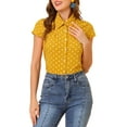 thumbnail image 1 of INSPIRE CHIC Women's Vintage Short Sleeve Tops Button Up Polka Dots Shirt XS Yellow, 1 of 7