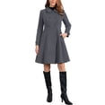thumbnail image 1 of INSPIRE CHIC Women's Vintage Solid A Line Double Breasted Collared Winter Overcoat M Dark Grey, 1 of 6