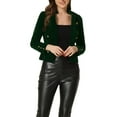 thumbnail image 1 of INSPIRE CHIC Women's Vintage Stand Collar Open Front Button Decor Velvet Jacket, 1 of 5