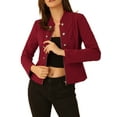 thumbnail image 1 of INSPIRE CHIC Women's Vintage Steampunk Stand Collar Button Decor Zip Up Blazer Jacket L Wine Red, 1 of 6