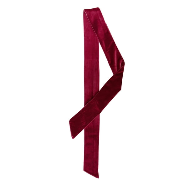 Women's Vintage Velvet Skinny Scarf Neckerchief Hairband Waistband Wine Red L
