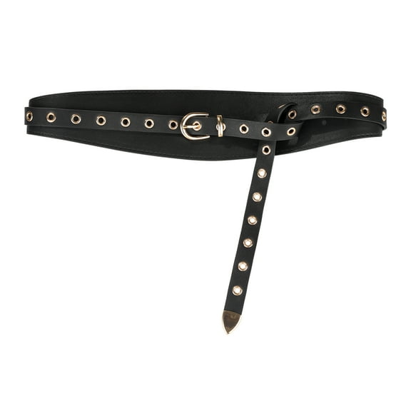 INSPIRE CHIC Women's Vintage Wide Waist Belt Waistband Metal Buckle Dresses Belt Black