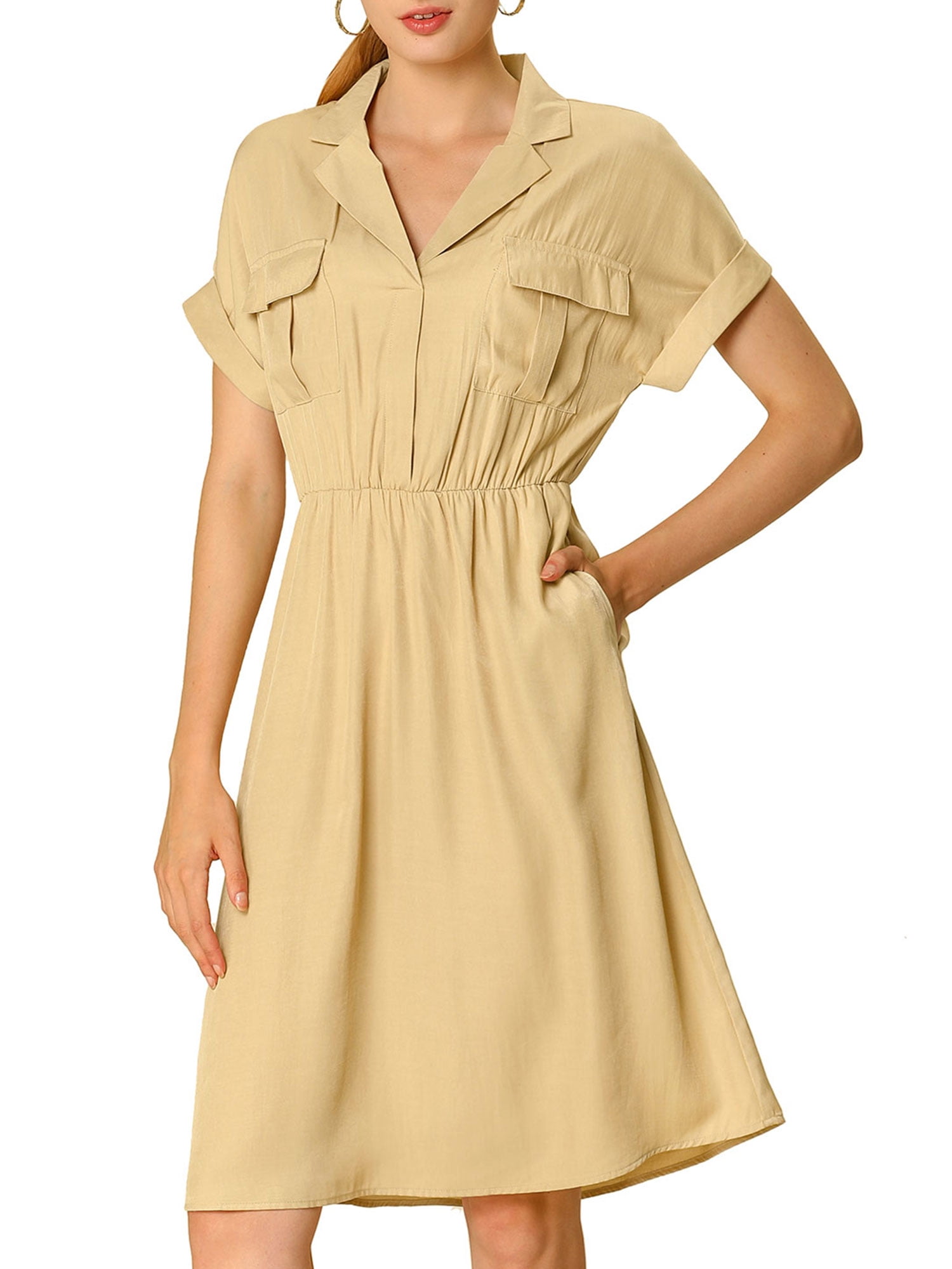elasticated waist shirt dress Women's Pocket Elastic Waist Mini T-Shirt Dress AnnikaStyles