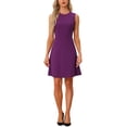 thumbnail image 1 of INSPIRE CHIC Women's Wear to Work Solid Color Sleeveless A-Line Flared Midi Dresses XL Purple, 1 of 7