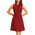 thumbnail image 1 of INSPIRE CHIC Women's Wear to Work Solid Color Sleeveless A-Line Flared Midi Dresses XL Red, 1 of 7