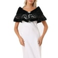 thumbnail image 1 of INSPIRE CHIC Women's Wedding Cape for Dress Lace Trim Evening Faux Fur Shawl Shrug S Black, 1 of 5