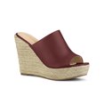 thumbnail image 1 of BLISSFUL STEP Women's Shoes Wedge Heel Open Toe Espadrille Platform Mules Burgundy 6, 1 of 7
