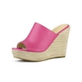thumbnail image 1 of BLISSFUL STEP Women's Shoes Wedge Heel Open Toe Espadrille Platform Mules Hot Pink 10, 1 of 8
