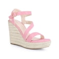 thumbnail image 1 of BLISSFUL STEP Women's Wedge Sandal Platform Ankle Strap Open-Toe Heel Buckle Sandals Pink (Size 5.5), 1 of 7