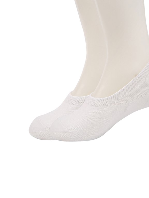 Women's White Stretchy Low Cut No Show Footie Boat Sock