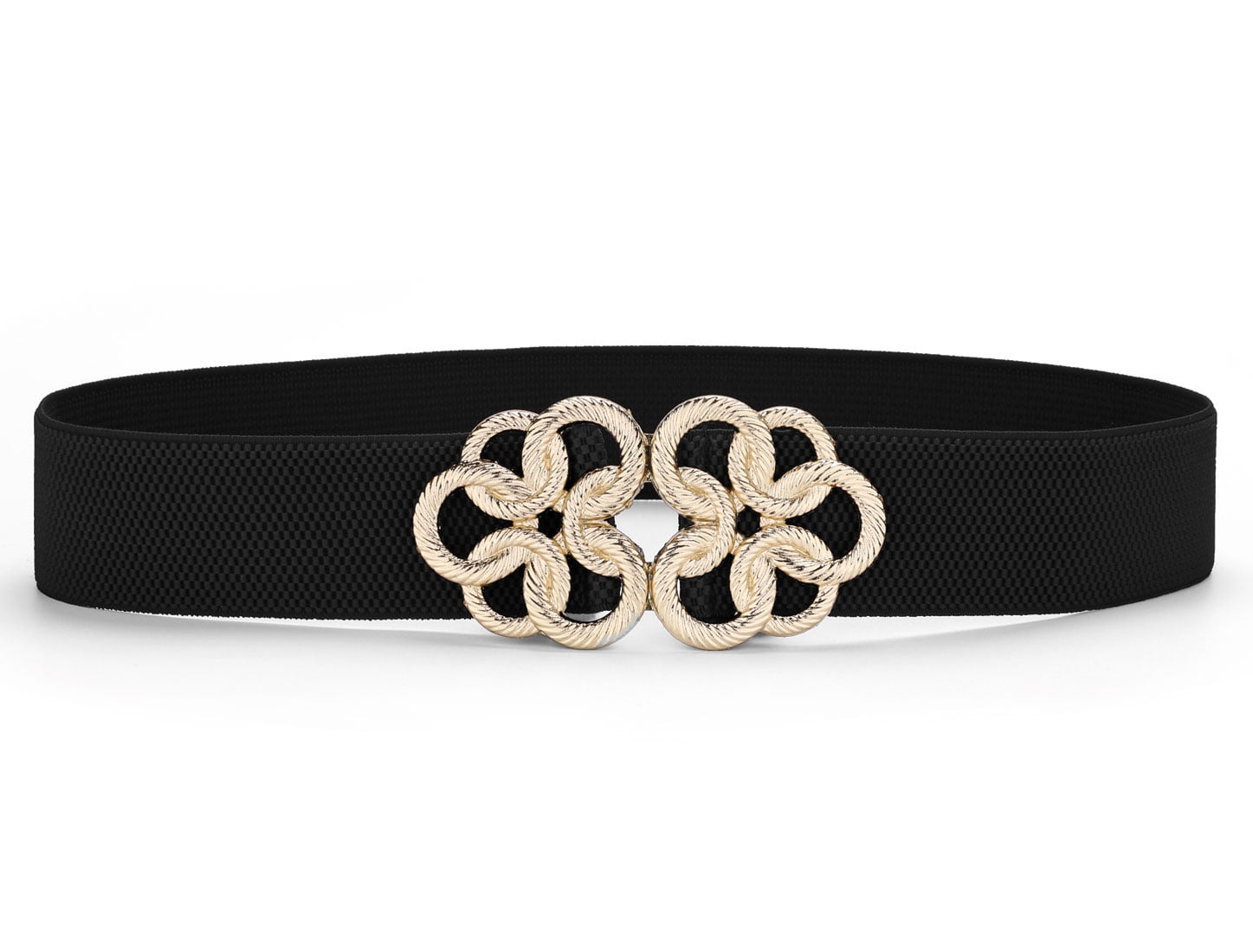 Fashion Wide Waist Belt Elastic Stretch Cinch Belts With Interlock Buckle, Black Women main image 3