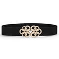 thumbnail image 1 of INSPIRE CHIC Women's Wide Elastic Waist Belt Cinch Interlock Buckle Belts Black-1 25.5-29.5"/1.57" width, 1 of 4
