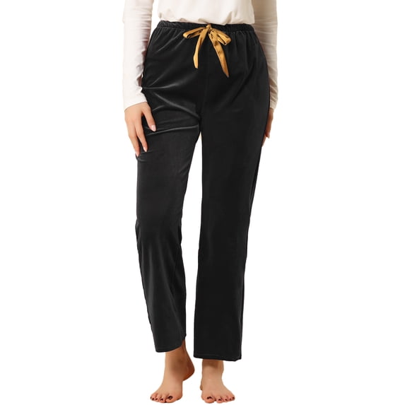 INSPIRE CHIC Women's Wide Leg Comfy Yoga Pants Decor Drawstring Lounge Pajamas Pants M Black