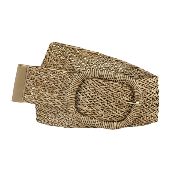 INSPIRE CHIC Women Wide Waist Belts Braided Woven Belts for Dress Chunky Buckle 22.83-33.07" Brown