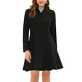 thumbnail image 1 of INSPIRE CHIC Women's Winter Coat A-Line Long Sleeve Single Breasted Peplum Hem Long Coat L Black, 1 of 6