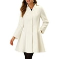 thumbnail image 1 of INSPIRE CHIC Women's Winter Coat A-Line Long Sleeve Single Breasted Peplum Hem Long Coat S White, 1 of 6