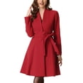 thumbnail image 1 of Allegra K Women's Winter Coat Single Breasted Collarless Vintage Outwear Coats with Belt M Red, 1 of 5