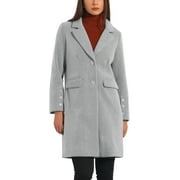 INSPIRE CHIC Women's Winter Coats Striped Notched Lapel Collar Single Breasted Outerwear Blazer Coat Grey XL