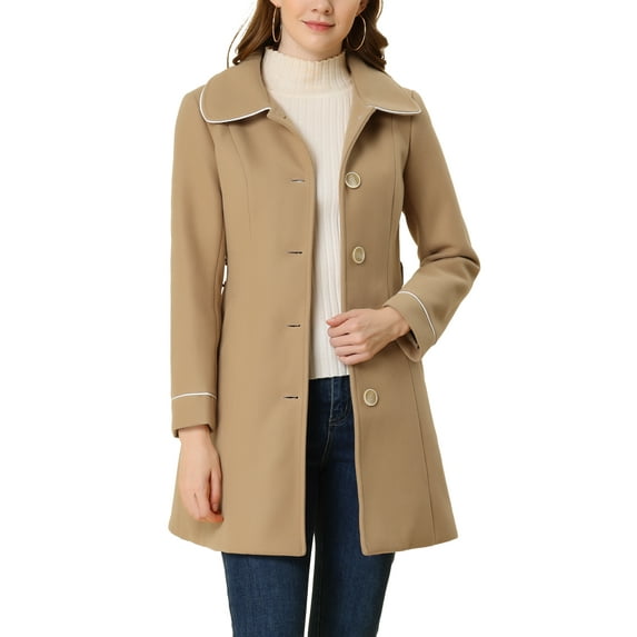 INSPIRE CHIC Women's Winter Elegant Contrast Color Lapel Collar Long Trench Coat