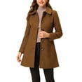 thumbnail image 1 of INSPIRE CHIC Women's Winter Elegant Contrast Color Lapel Collar Long Trench Coat, 1 of 6