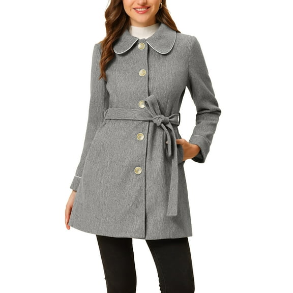INSPIRE CHIC Women's Winter Elegant Contrast Color Lapel Collar Long Trench Coat