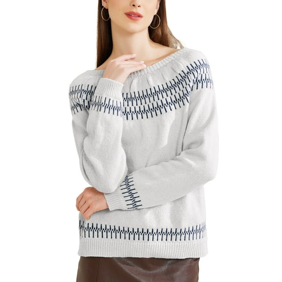 INSPIRE CHIC Women's Winter Fall Sweater Long Sleeve Crew Neck Vintage Casual Pullover Sweater Tops
