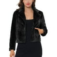 thumbnail image 1 of INSPIRE CHIC Women's Winter Fashion Loose Faux Fur Cropped Jacket Coat M Black, 1 of 8