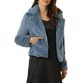 thumbnail image 1 of INSPIRE CHIC Women's Winter Fashion Loose Faux Fur Cropped Jacket Coat M Grey Blue, 1 of 6