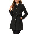 thumbnail image 1 of INSPIRE CHIC Women's Winter Faux Suede Button Front Tie Belt Waist Long Trench Coat, 1 of 6