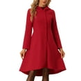 thumbnail image 1 of INSPIRE CHIC Women's Winter Overcoat Solid Color Hooded Button Midi Long Coat With Pockets Red S, 1 of 5