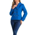 thumbnail image 1 of INSPIRE CHIC Women's Winter Worsted Notched Lapel Double Breasted Overcoat XS Royal Blue, 1 of 6