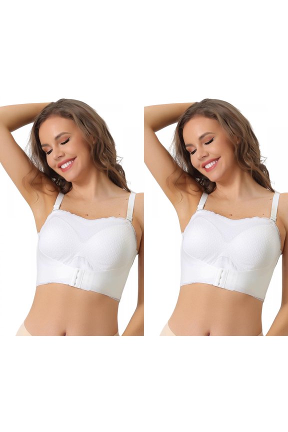 Women's Wirefree Bras, Strapless Breathable Push-up Support Bralette 2 Packs