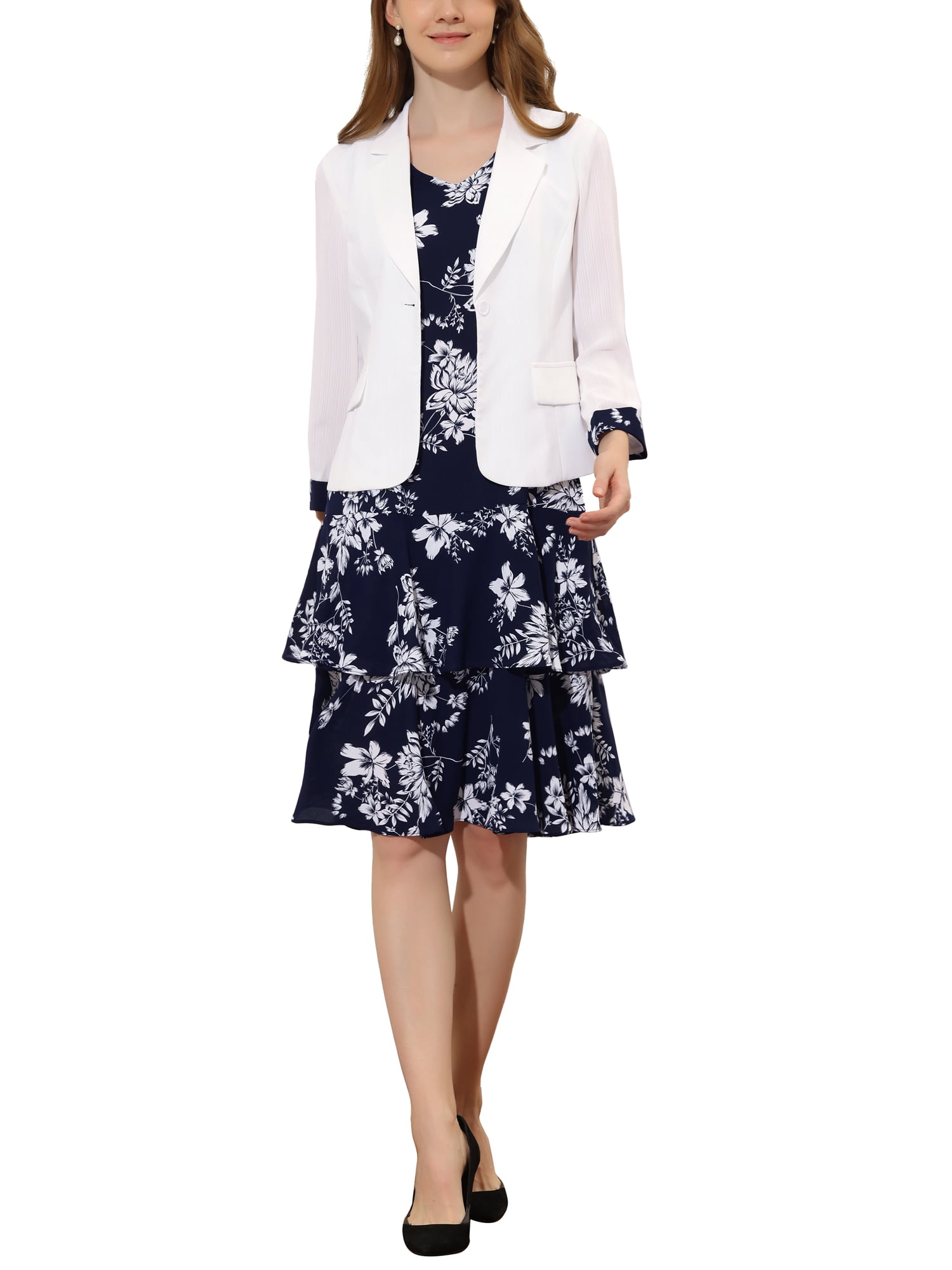 INSPIRE CHIC Women's Dress and Jacket 2 Piece Sets Chiffon Floral — free download