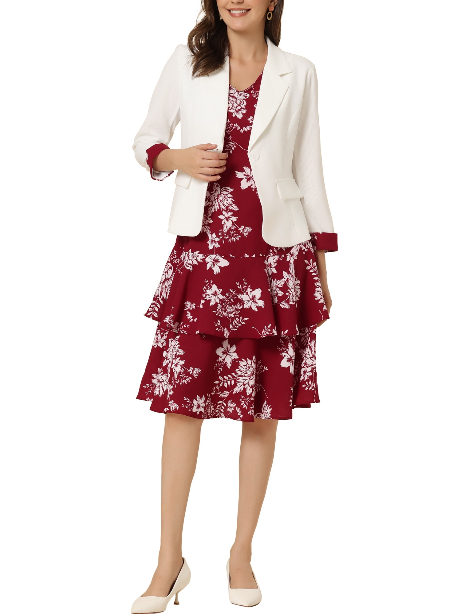 INSPIRE CHIC Style Women's Dress and Jacket 2 Piece Sets Chiffon Floral — free download