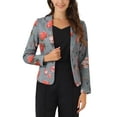 thumbnail image 1 of INSPIRE CHIC Women's Fitted Blazer Notch Lapel Printed Open Front Work Suit Jacket XL Gray-Floral, 1 of 6