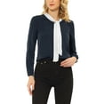 thumbnail image 1 of INSPIRE CHIC Women's Work Elegant Contrast Tie Collar Shirt Long Sleeves Office Blouse Navy Blue S, 1 of 5