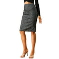 thumbnail image 1 of INSPIRE CHIC Women's Work Leopard Print High Waist Knee Length Pencil Skirt XS Dark Gray, 1 of 8