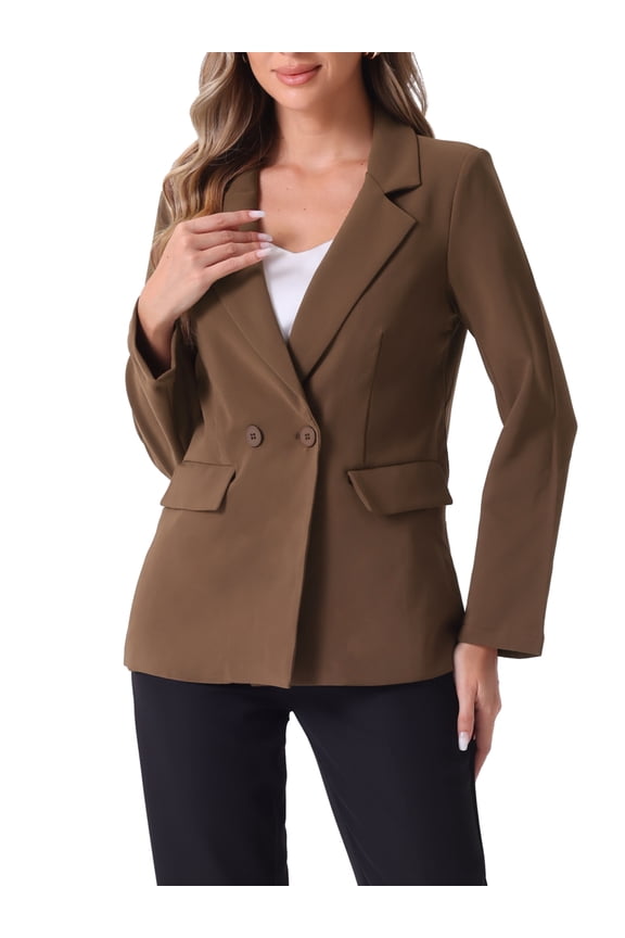 Women's Work Office Blazer Long Sleeve Suit Jacket Blazer M Brown
