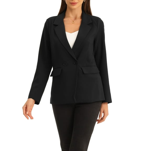 INSPIRE CHIC Women's Work Office Blazer Long Sleeve Suit Jacket Blazer XS Black