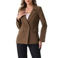 thumbnail image 1 of INSPIRE CHIC Women's Work Office Blazer Long Sleeve Suit Jacket Blazer XS Brown, 1 of 6