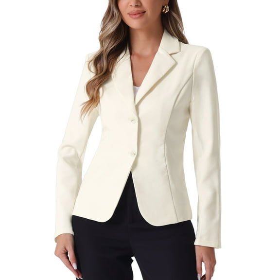 INSPIRE CHIC Women's Work Blazer Lapel Collar Long Sleeve Jacket Suit Blazer 3XL Cream White