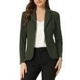 thumbnail image 1 of INSPIRE CHIC Women's Work Blazer Lapel Collar Long Sleeve Jacket Suit Blazer L Army Green, 1 of 7