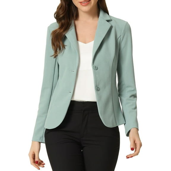 INSPIRE CHIC Women's Work Blazer Lapel Collar Long Sleeve Jacket Suit Blazer M Pea Green