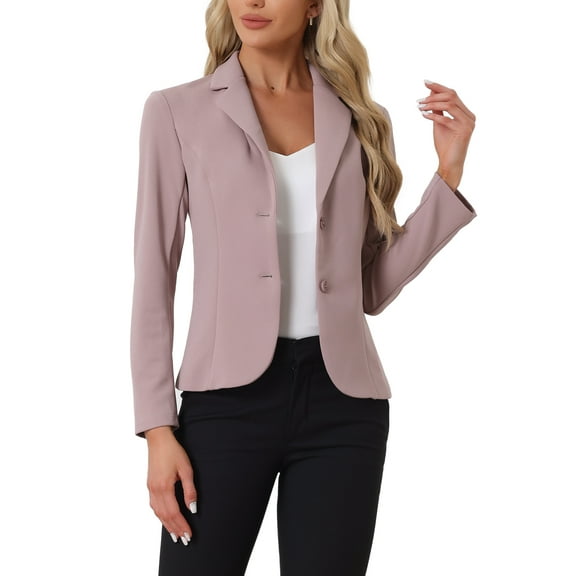 INSPIRE CHIC Women's Work Blazer Lapel Collar Long Sleeve Jacket Suit Blazer M Pink Purple