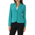 thumbnail image 1 of INSPIRE CHIC Women's Work Blazer Lapel Collar Long Sleeve Jacket Suit Blazer M Teal, 1 of 7
