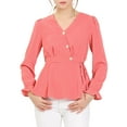 thumbnail image 1 of Allegra K Women's Work Office Button Decor Long Sleeves Peplum Blouse Top, 1 of 6